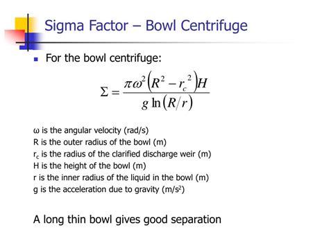 disk stack centrifuge sigma factor